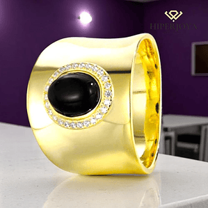 Anillo de piedra natural ónix oval 