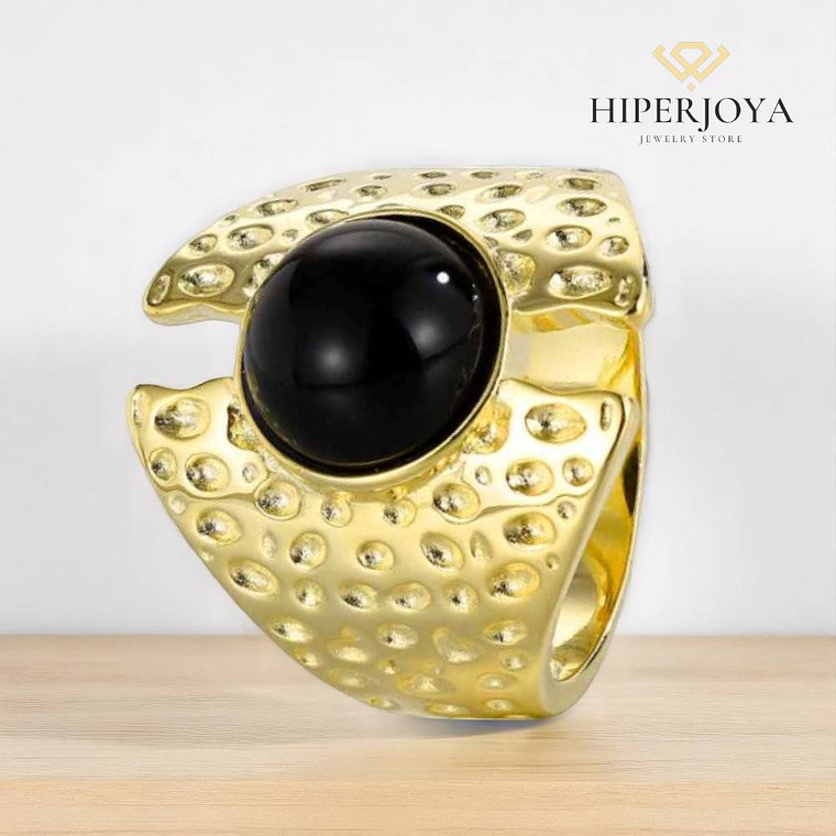 Anillo de piedra ónix redondo natural 2