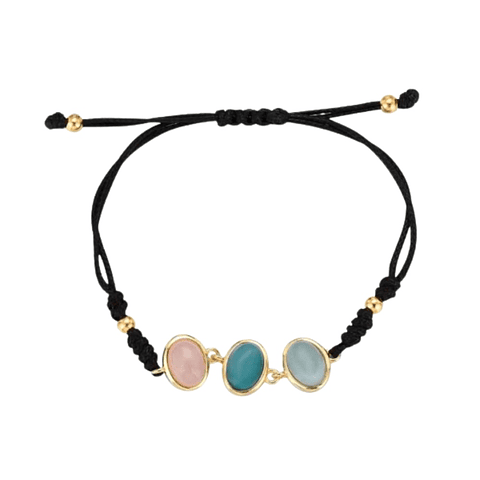 Pulsera de hilo con piedras naturales cuarzo rosa, aventurina y amazonita