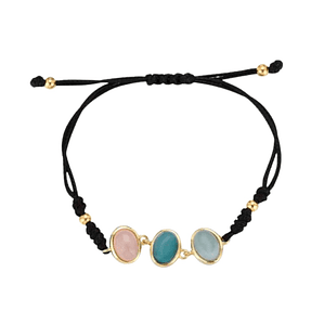 Pulsera de hilo con piedras naturales cuarzo rosa, aventurina y amazonita