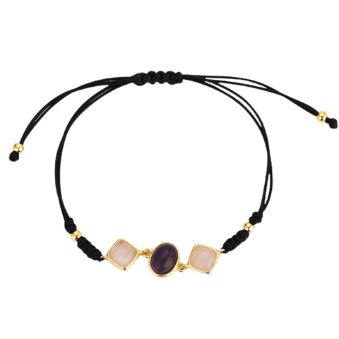Pulsera de hilo piedras naturales cuarzo y amatista 