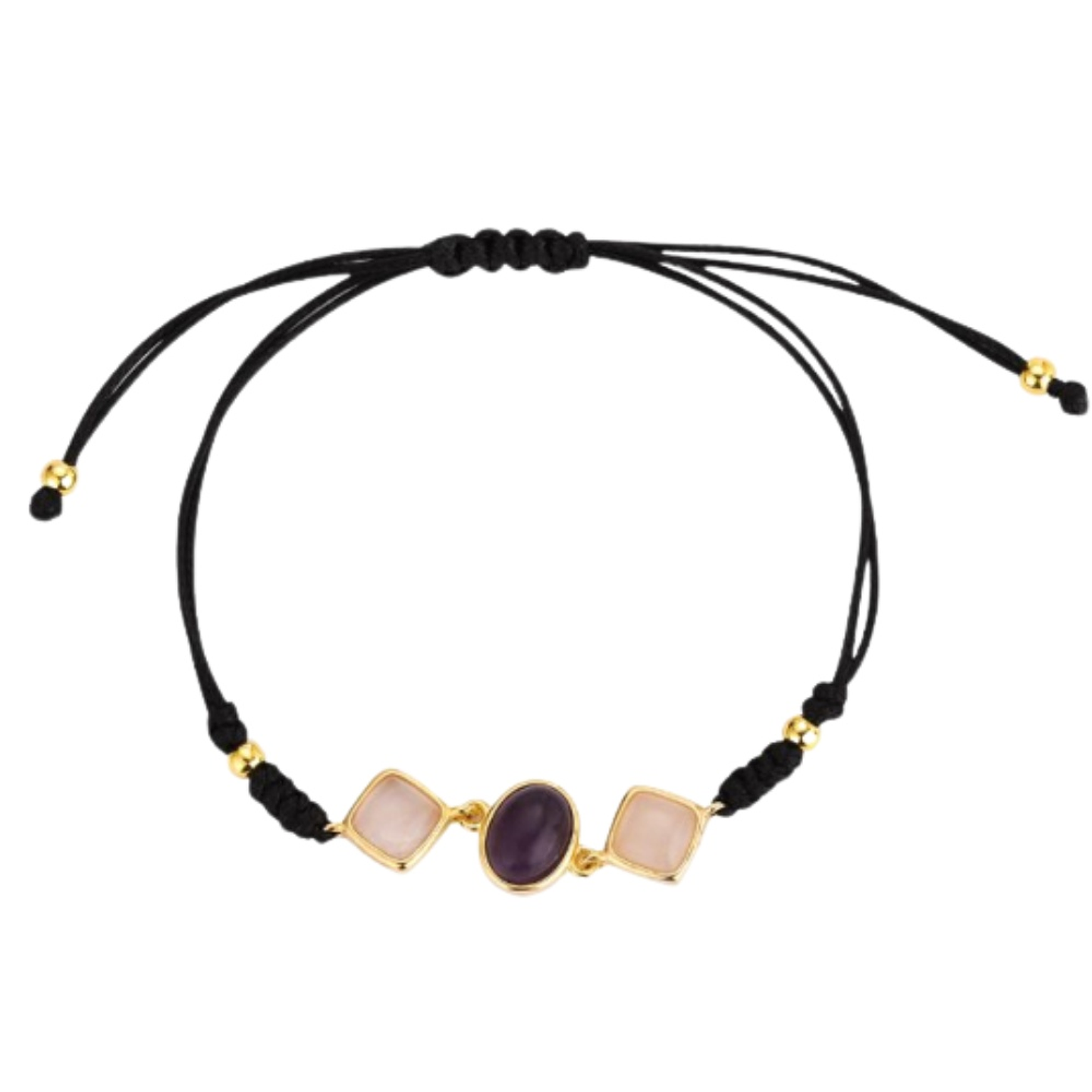 Pulsera de hilo piedras naturales cuarzo y amatista  1