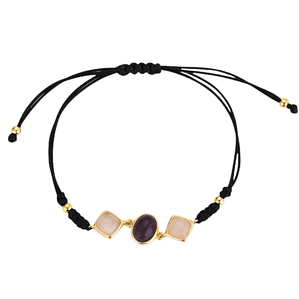 Pulsera de hilo piedras naturales cuarzo y amatista 