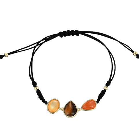 Pulsera de piedra natural aventurina naranja, ojo de tigre y madre perla