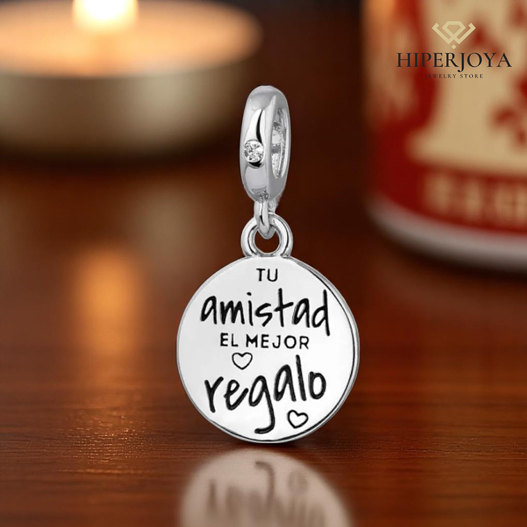 Abalorio tu amistad el mejor regalo plata 3