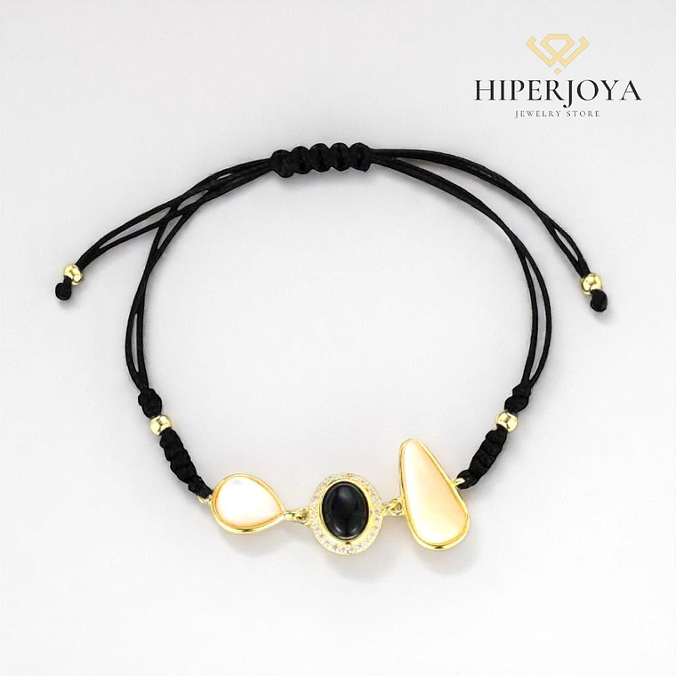 Pulsera de piedra natural madre perla y ónix 3