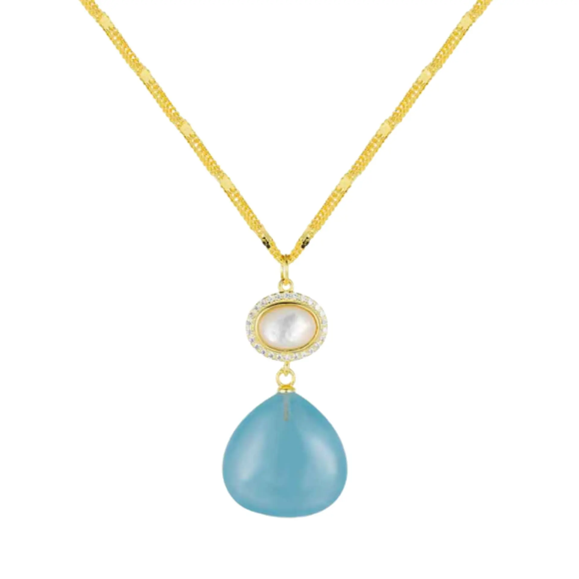 Collar de piedra natural madreperla y aguamarina 1