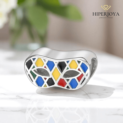 Silver enamel mask bead