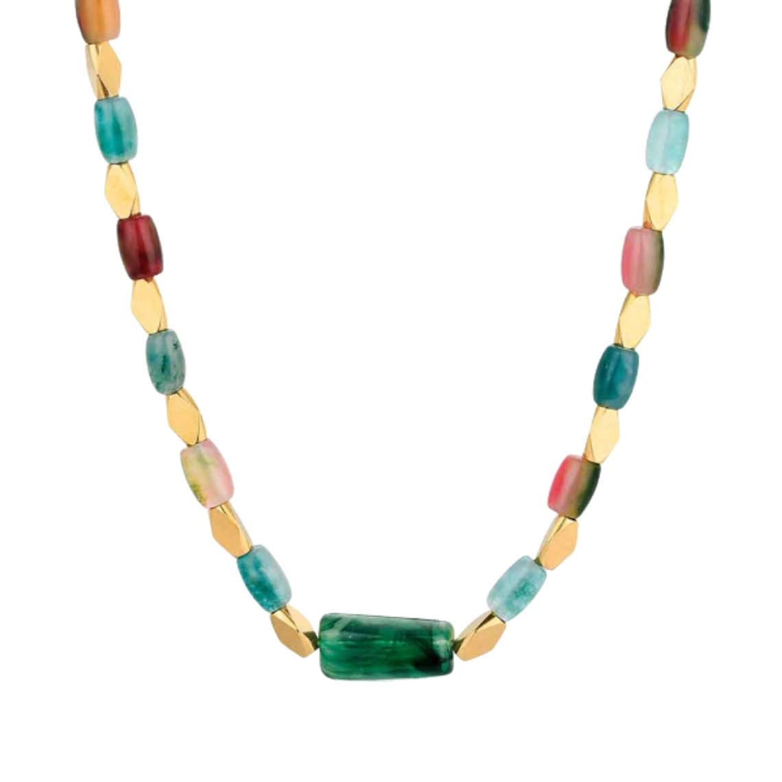 Collar de piedras semipreciosas y acero  1