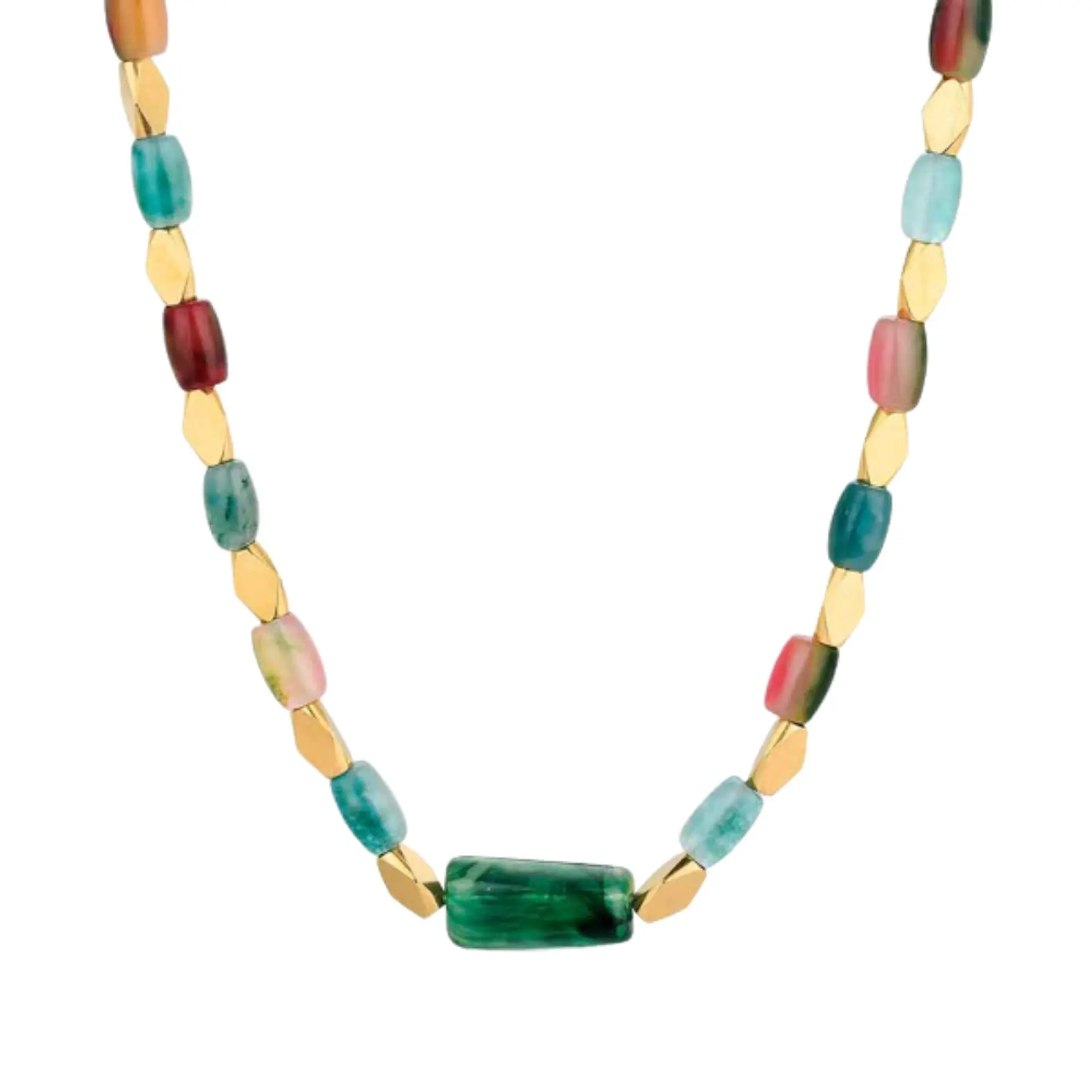 Collar de piedras semipreciosas y acero  1