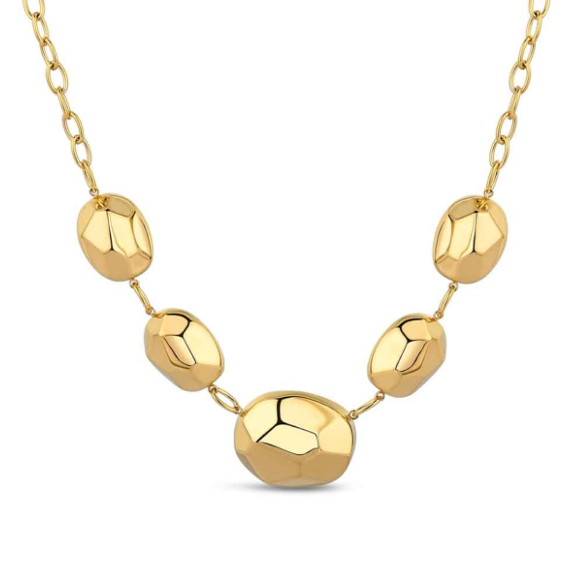Collar de óvalos lapidados acero con baño de oro  1