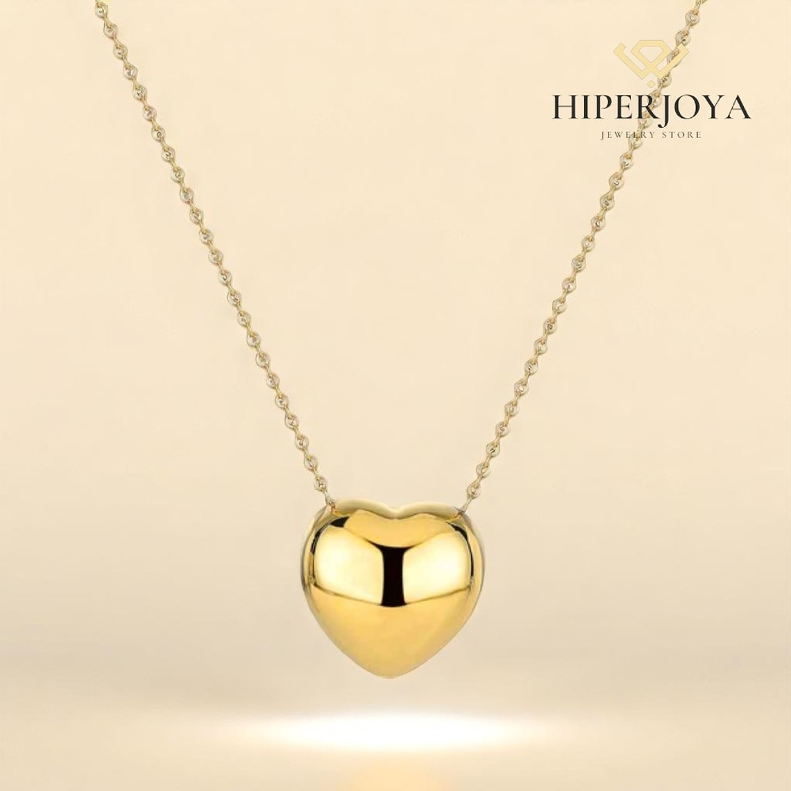 Collar de corazón acero y baño de oro  2