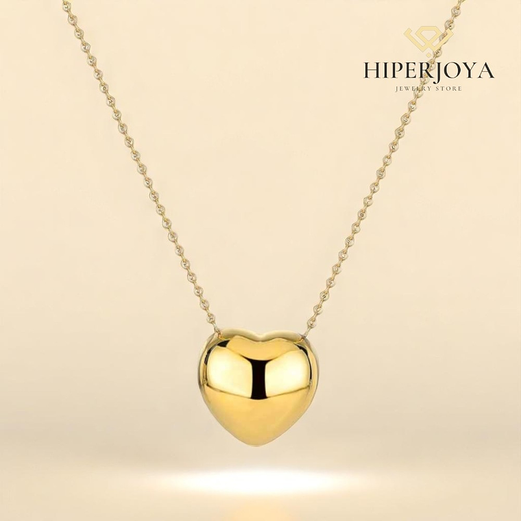 Collar de corazón acero y baño de oro  2