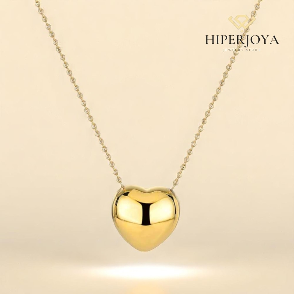 Collar de corazón acero y baño de oro  2