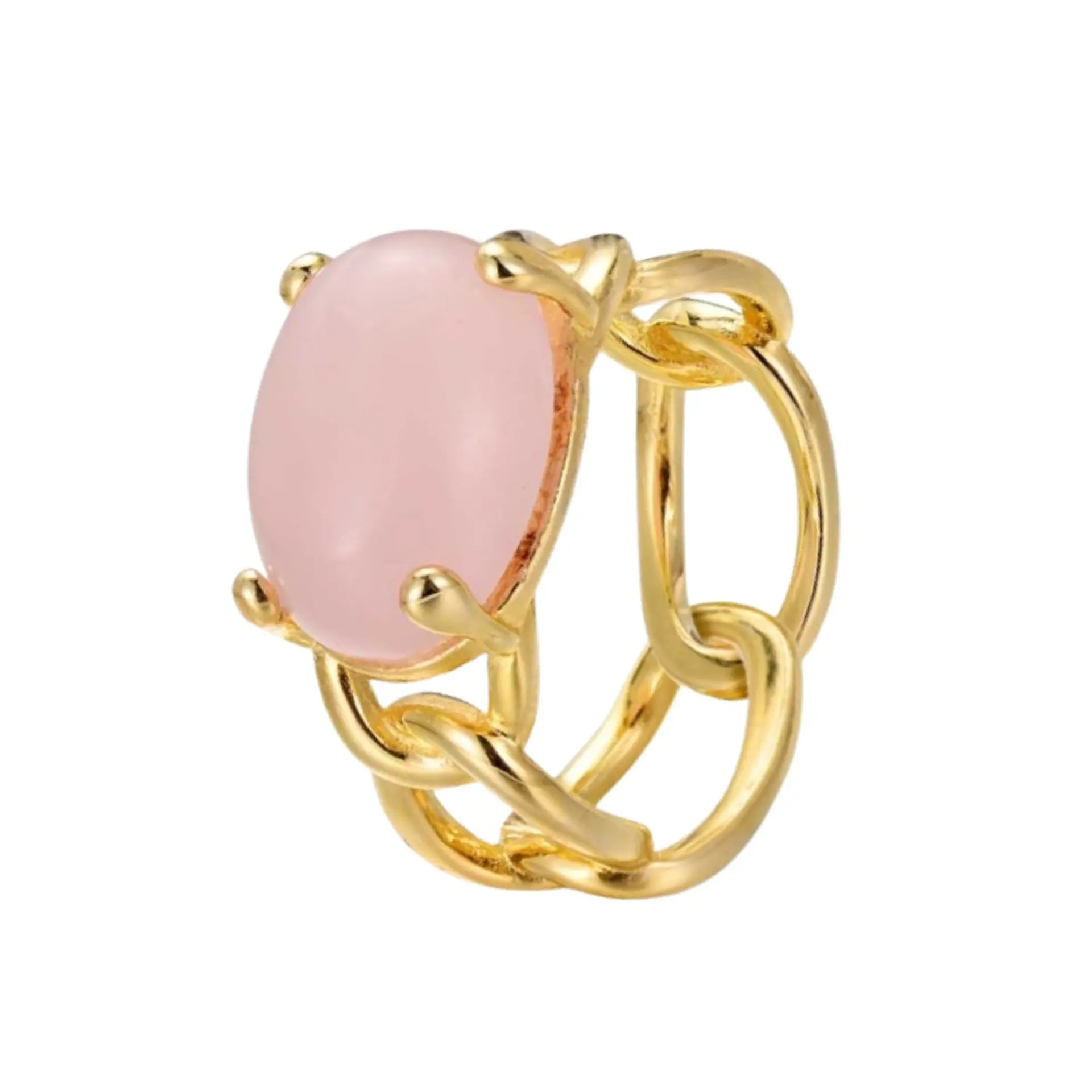 Anillo de piedra natural cuarzo rosa  1