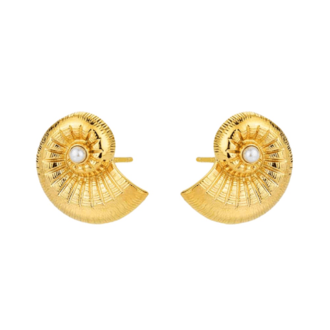 Pendientes de caracola con perla sintética