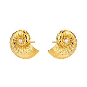 Pendientes de caracola con perla sintética