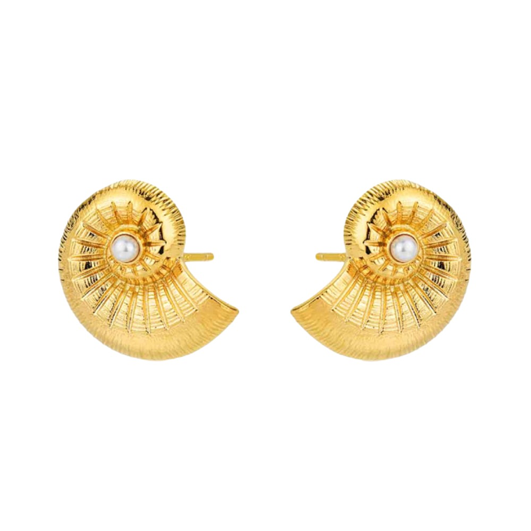 Pendientes de caracola con perla sintética 1