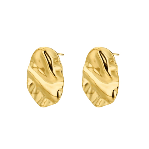Pendientes oval en acero con baño de oro 