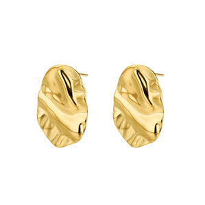 Pendientes oval en acero con baño de oro 