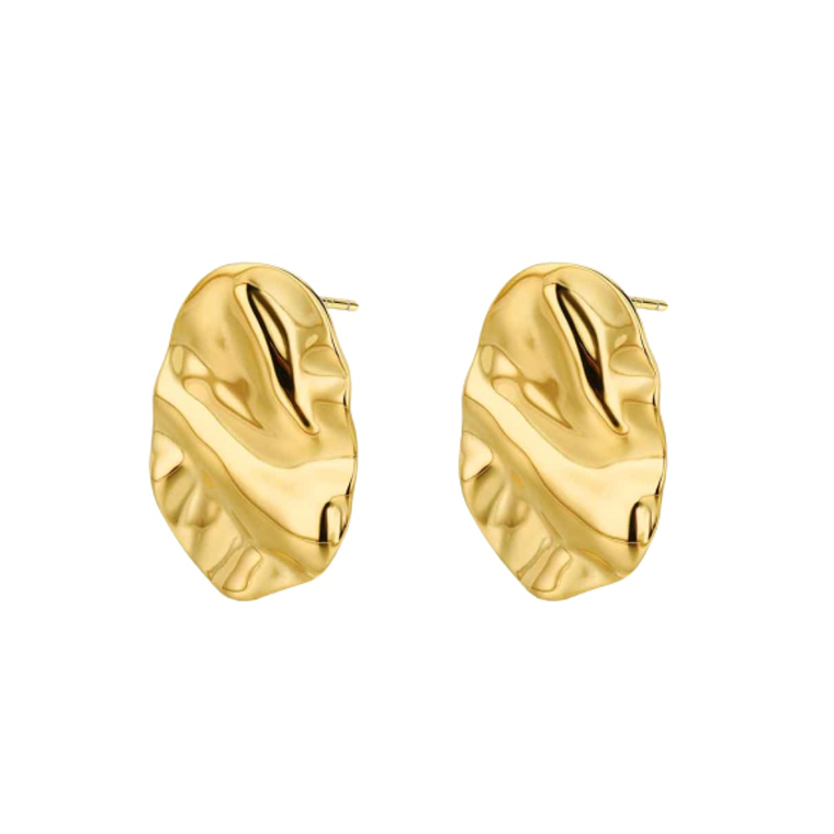 Pendientes oval en acero con baño de oro  1