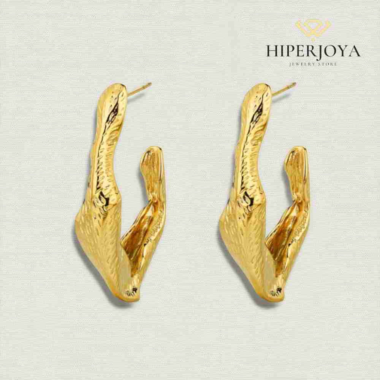 Pendientes de acero con baño de oro 2