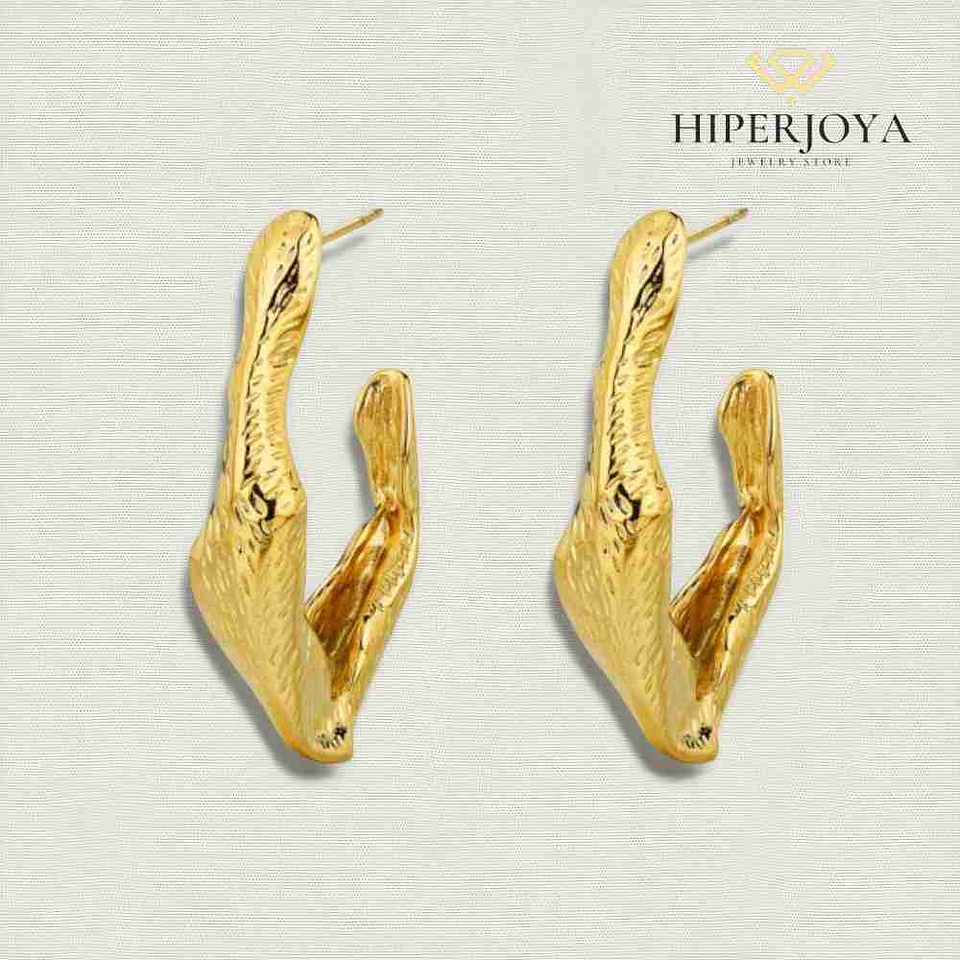 Pendientes de acero con baño de oro 2