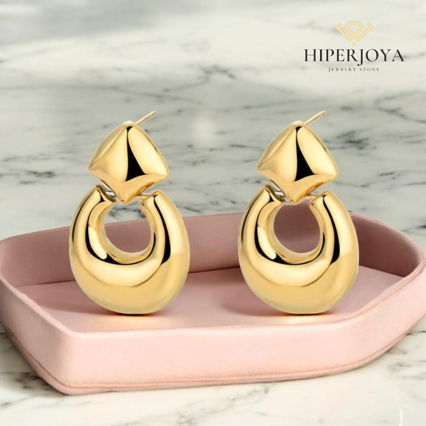 Pendientes de acero óvalo perforado 2