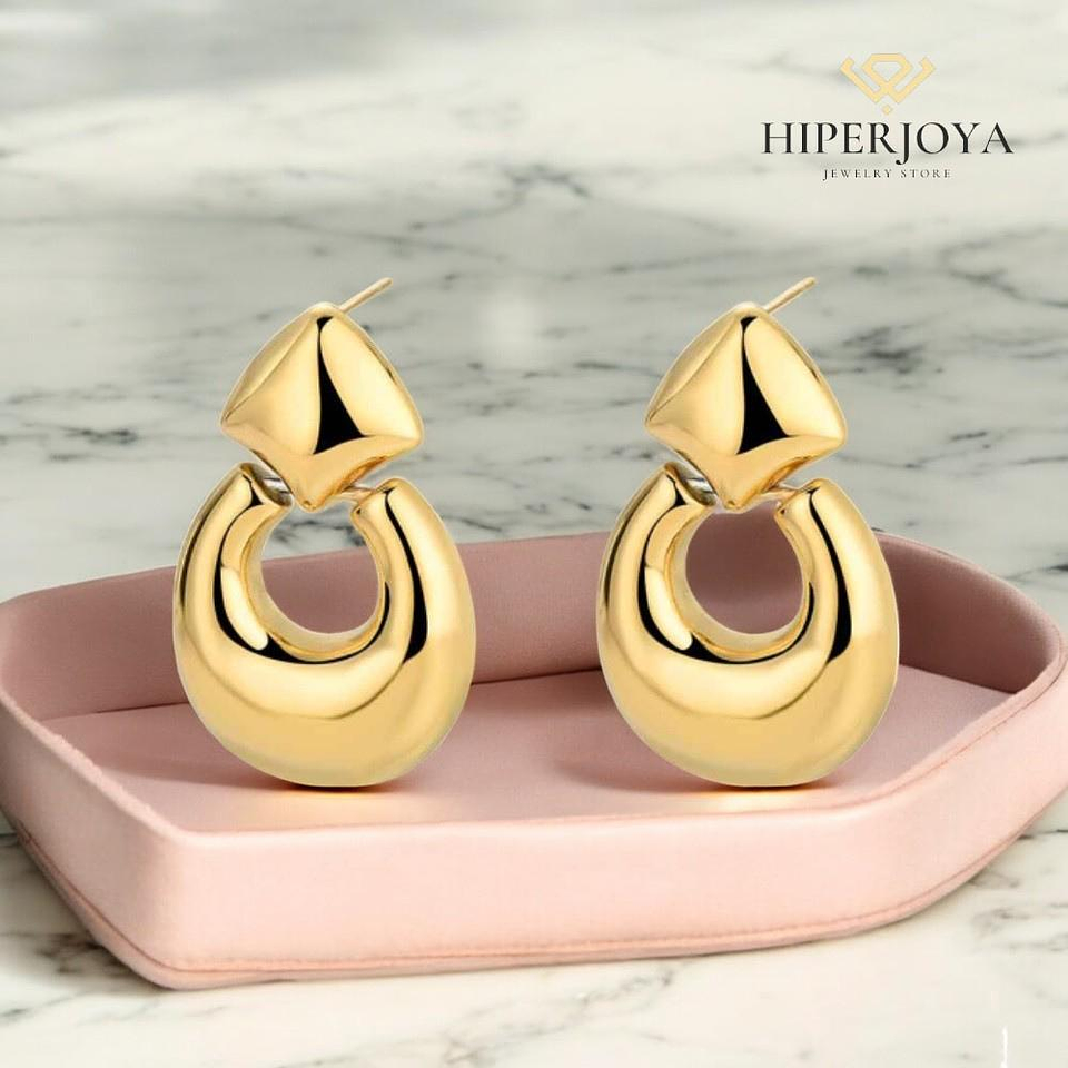 Pendientes de acero óvalo perforado 2