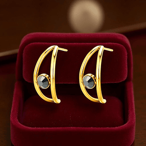 Pendientes de acero doble hilo con cristal hematite 