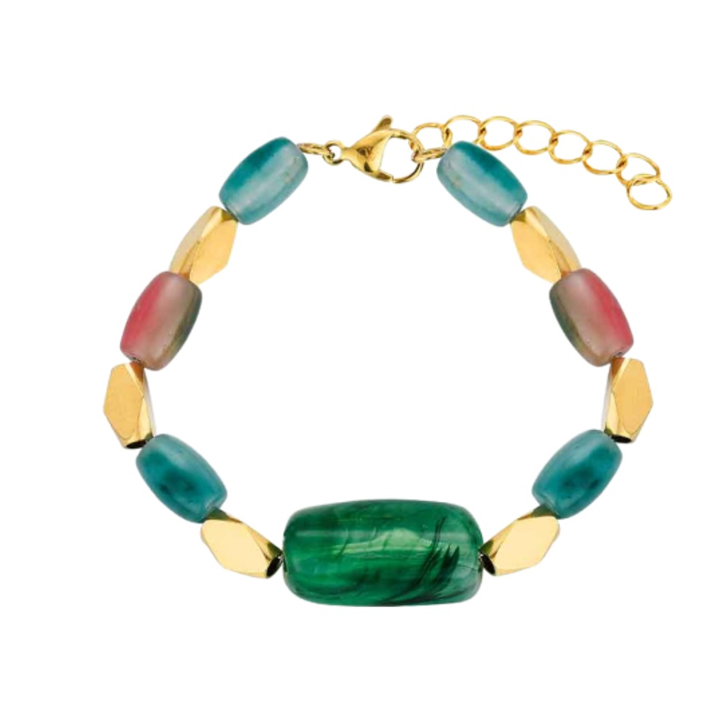 Pulsera de acero y piedras semipreciosas  1