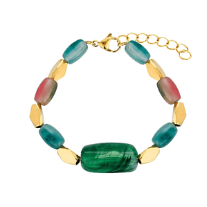 Pulsera de acero y piedras semipreciosas 