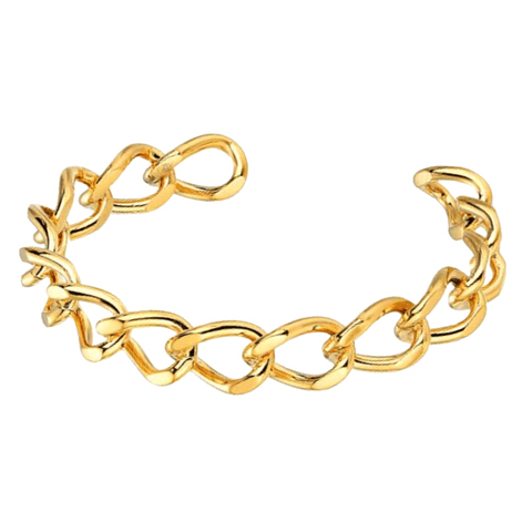 Brazalete de acero con baño de oro 