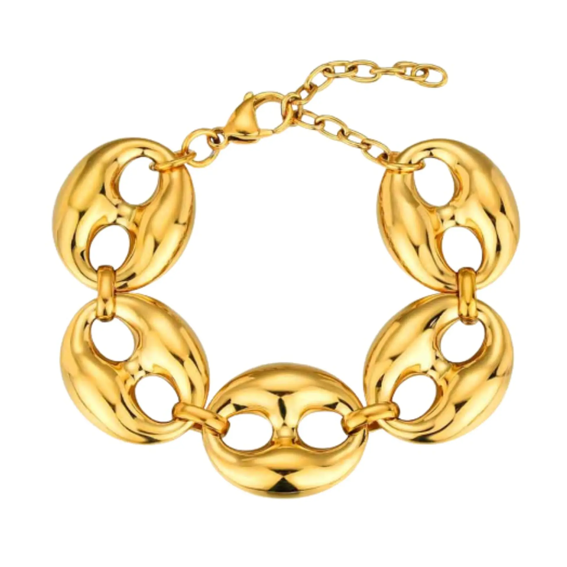 Pulsera de calabrotes acero con baño de oro  1