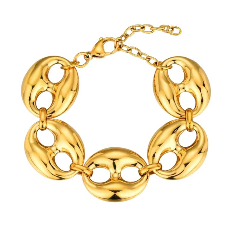 Pulsera de calabrotes acero con baño de oro  1