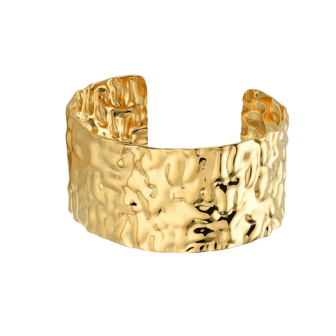 Brazalete de acero con baño de oro