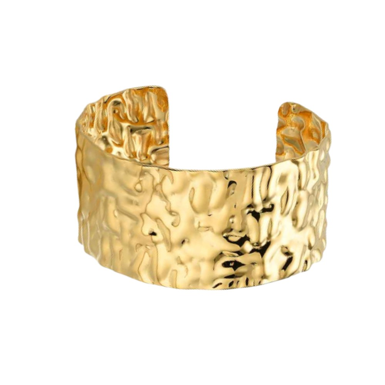 Brazalete de acero con baño de oro 1