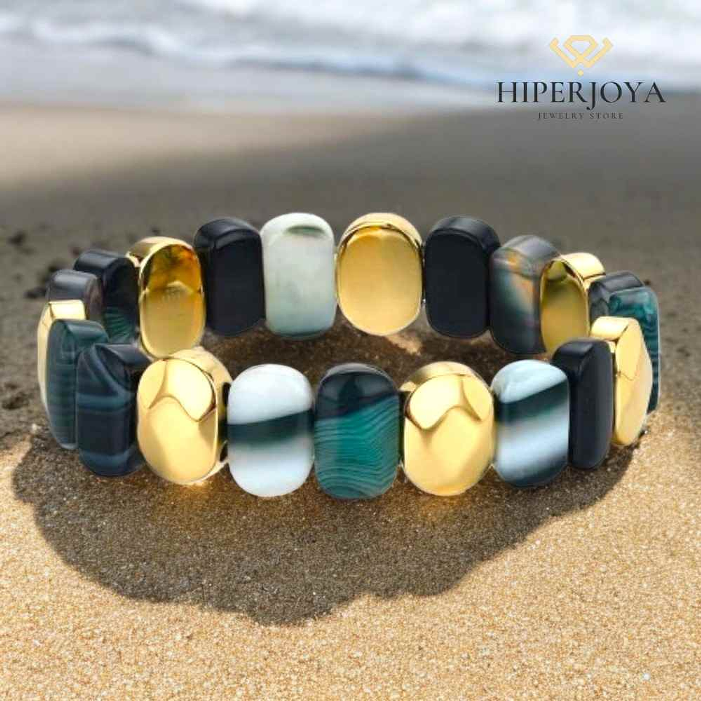 Brazalete con piedras semipreciosas unakita  2