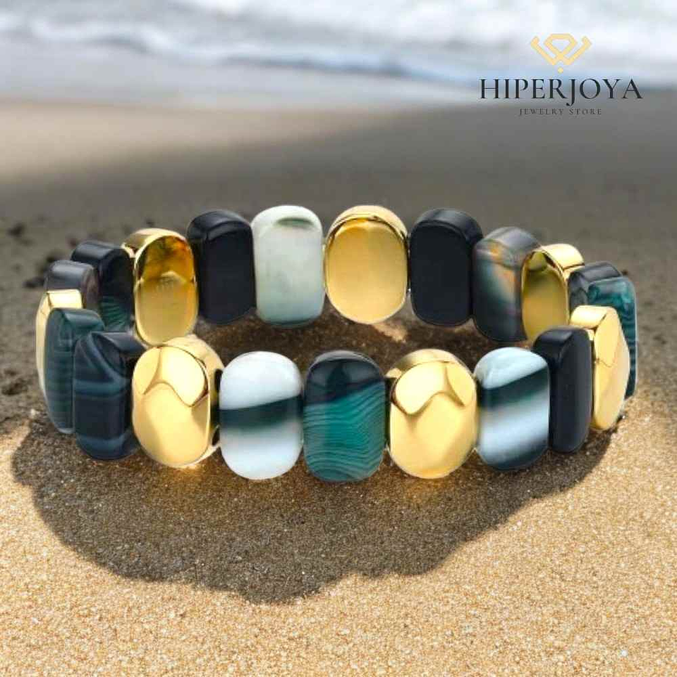 Brazalete con piedras semipreciosas unakita  2