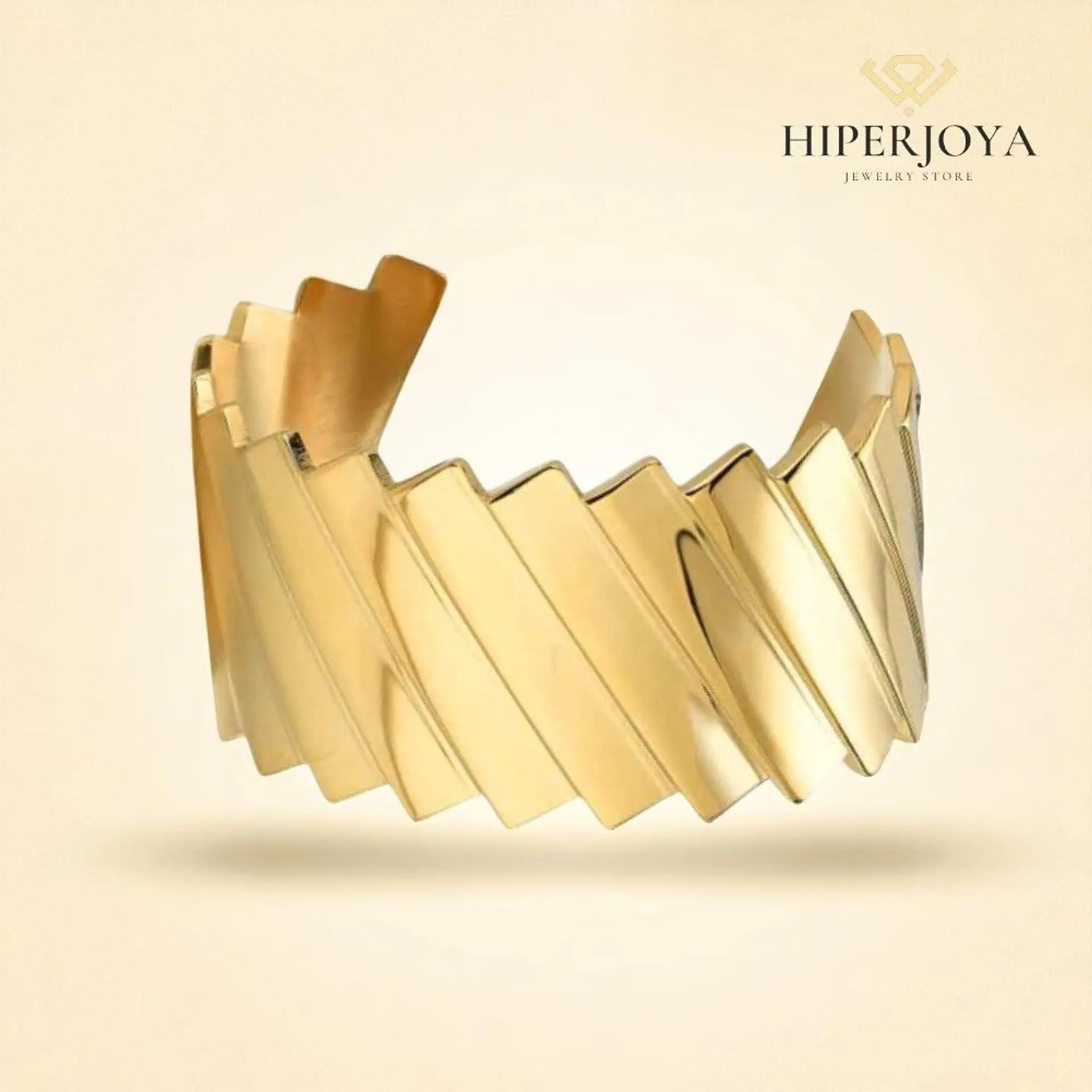 Brazalete de acero con baño de oro barras  3