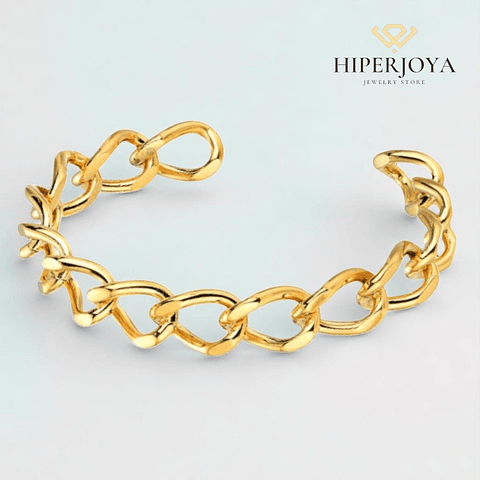 Brazalete de acero con baño de oro 
