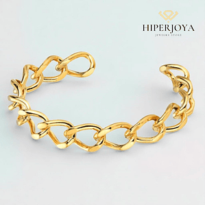 Brazalete de acero con baño de oro 