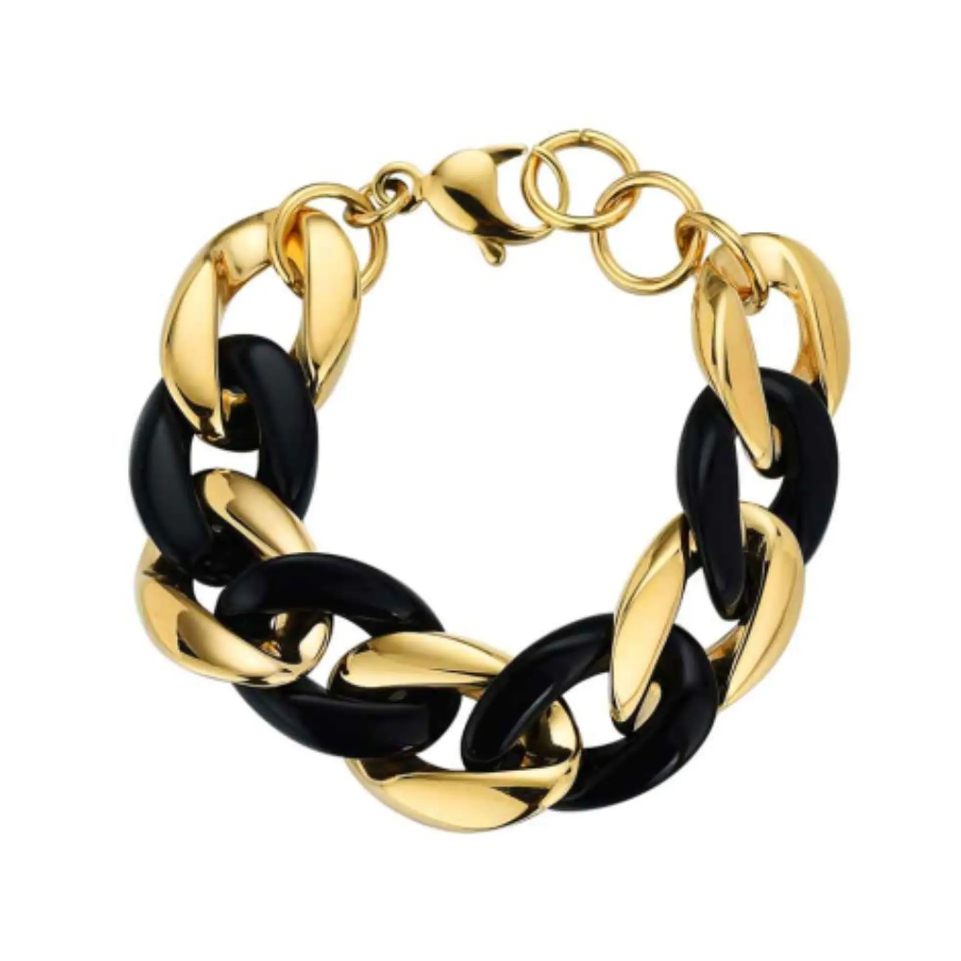 Pulsera de acero barbado combinado negro  1