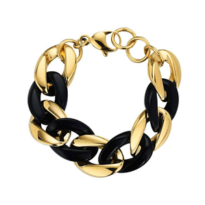 Pulsera de acero barbado combinado negro 