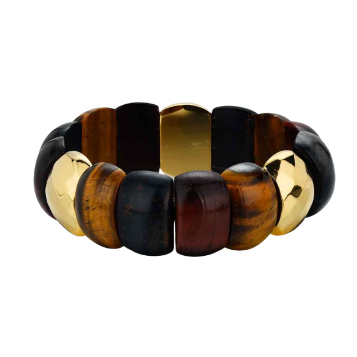 Pulsera de acero con piedras semipreciosas ojo de tigre 1
