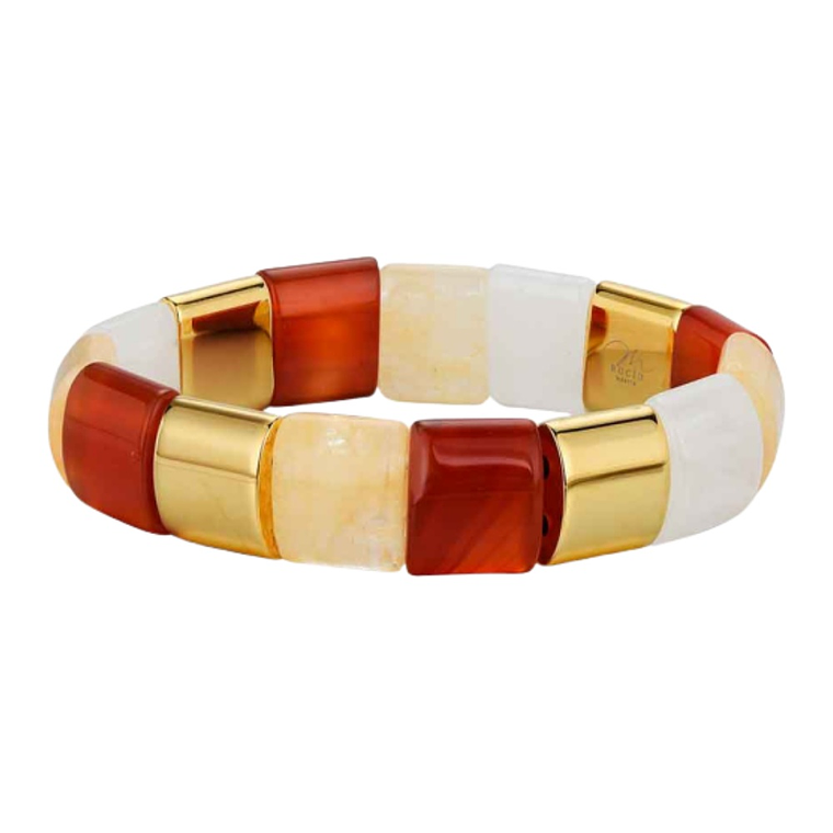 Pulsera de piedras semipreciosas ágata roja, cuarzo blanco y citrino 1
