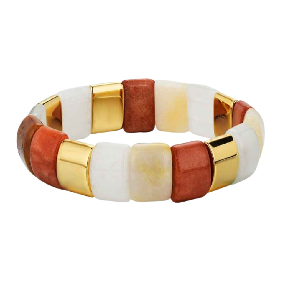 Pulsera piedras semipreciosas aventurina roja, topacio y jade  1