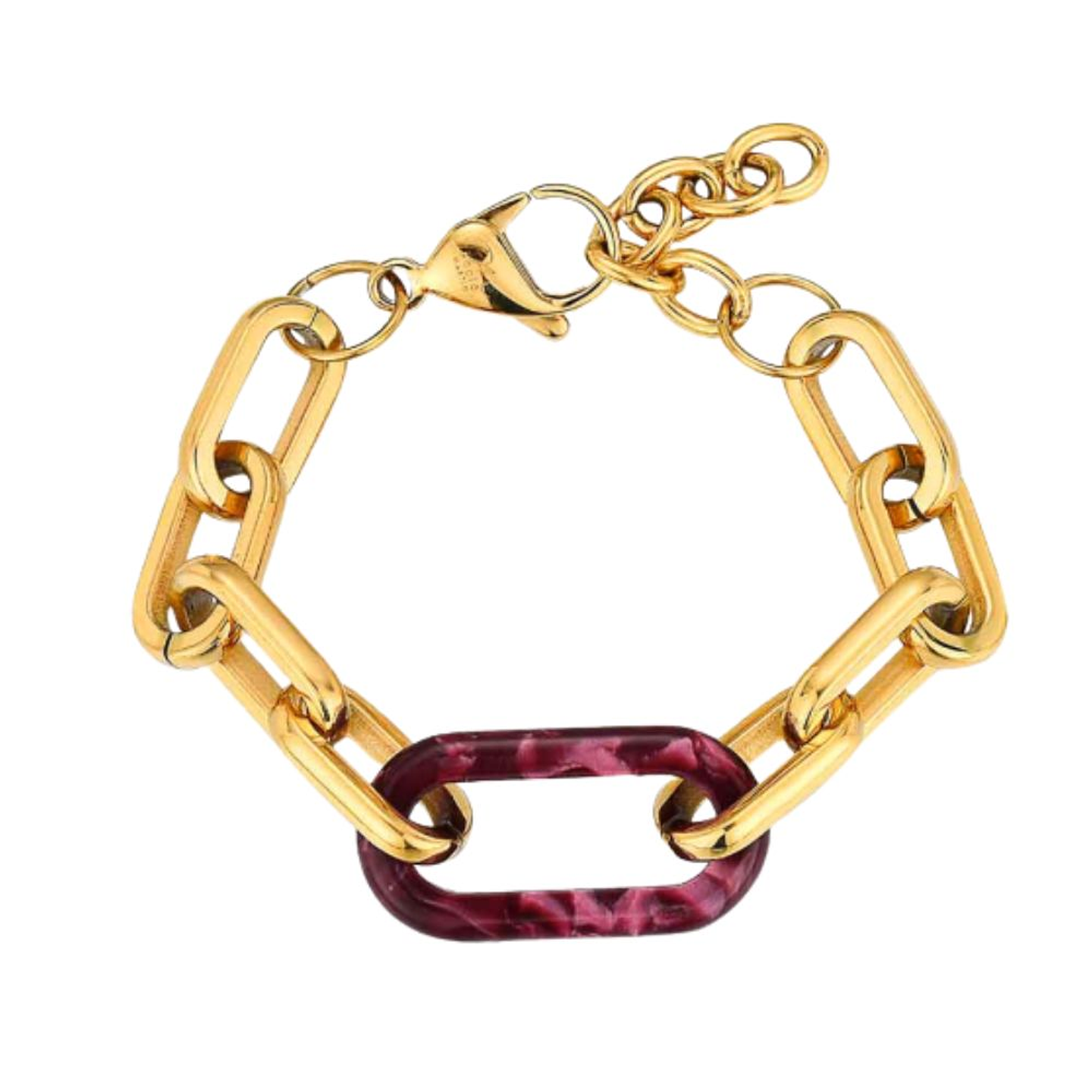 Pulsera de resina morado con baño de oro  1