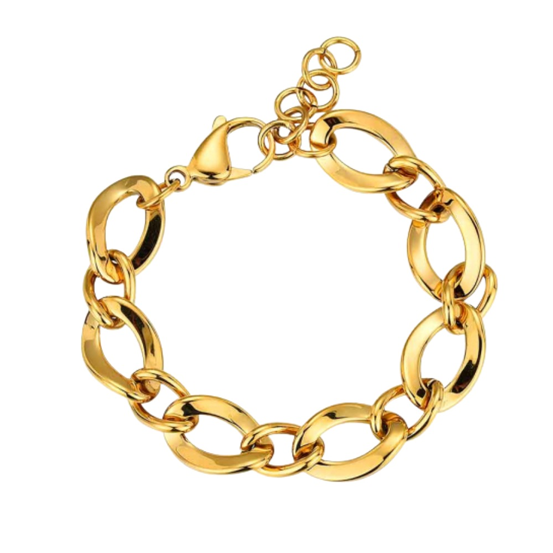 Pulsera de acero con eslabones cóncavos y baño de oro  1