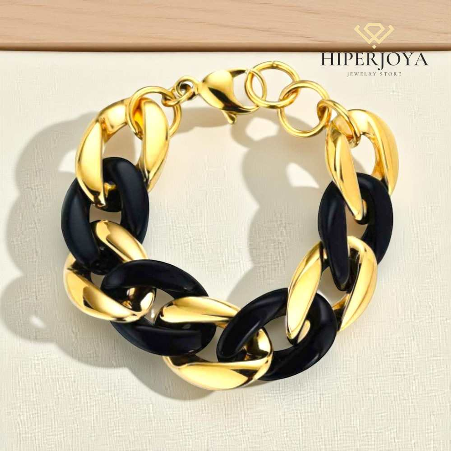 Pulsera de acero barbado combinado negro  3